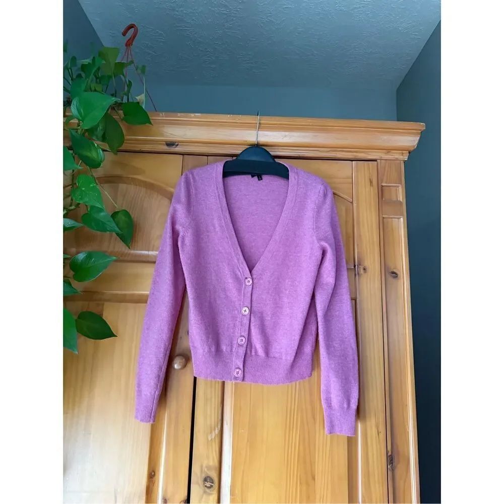 Talbots Women’s Lambswool Angora Rabbit Hair Cardigan Modern Pink SZ S